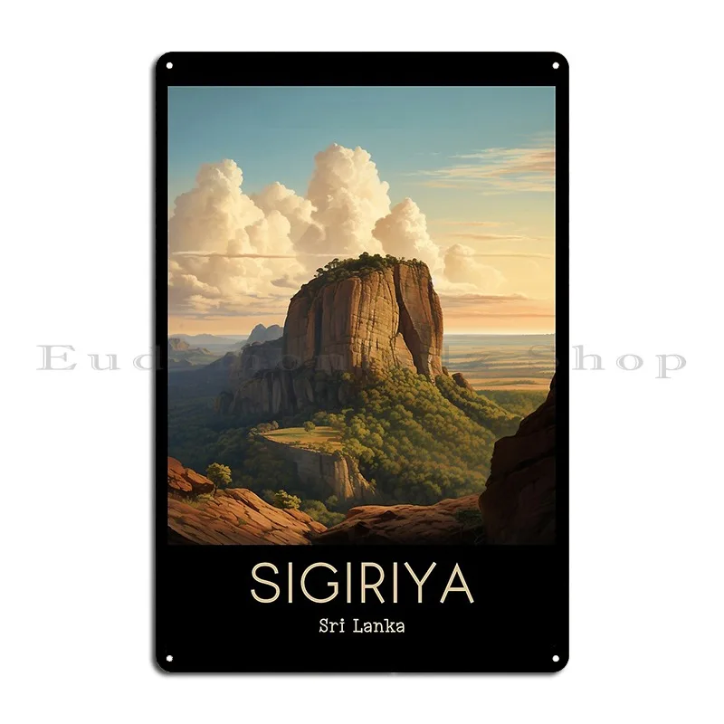 A Vintage Travel Illustration Of Sigiriya Sri Lanka Metal Signs Wall Cave Sign Rusty Designs Plaques Tin Sign Poster