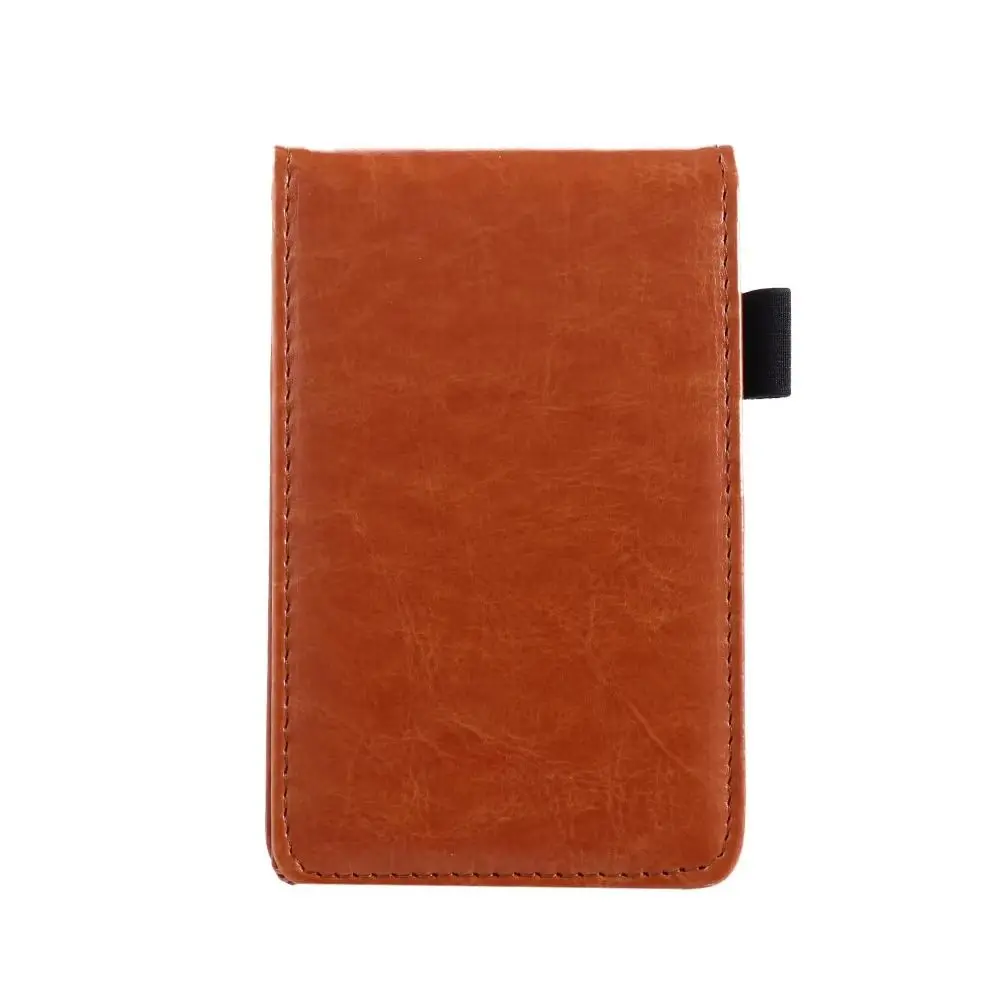 Retro A7 Size Mini Notebook Leather Cover Elastic Band Memo Pad Lined Paper Multifunction Pocket Notepad Office Use