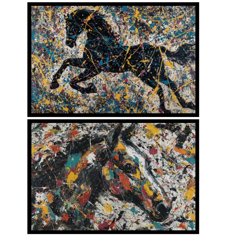 Large Abstract Horse Canvas Print Expressionist Galloping Stallion Pop Wall Art for Contemporary Home Office Study Room Decor