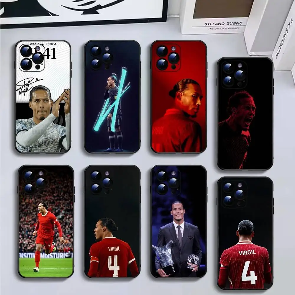 

football Virgil van Dijk Phone Case For iPhone16,15,14,13,12,11 Plus,Pro Max,XS,X,XR,SE,Mini,8,7,Soft Black Cover