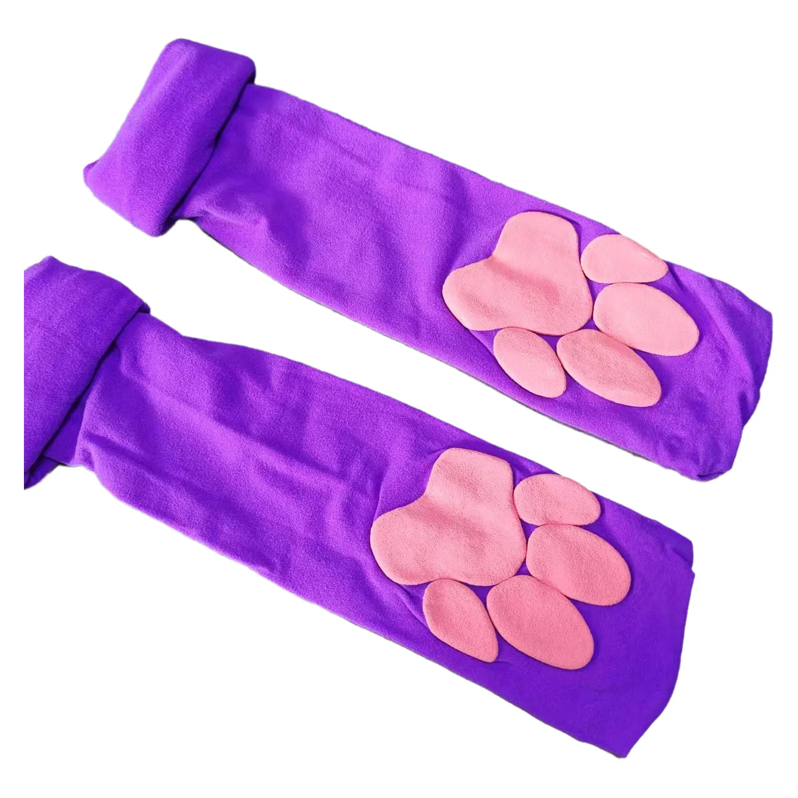 1 paire femmes mignon 3D chat patte Pad bas extensible couleur unie cuisse haute chaussettes Cuties chaton griffe au-dessus du genou bonneterie bas