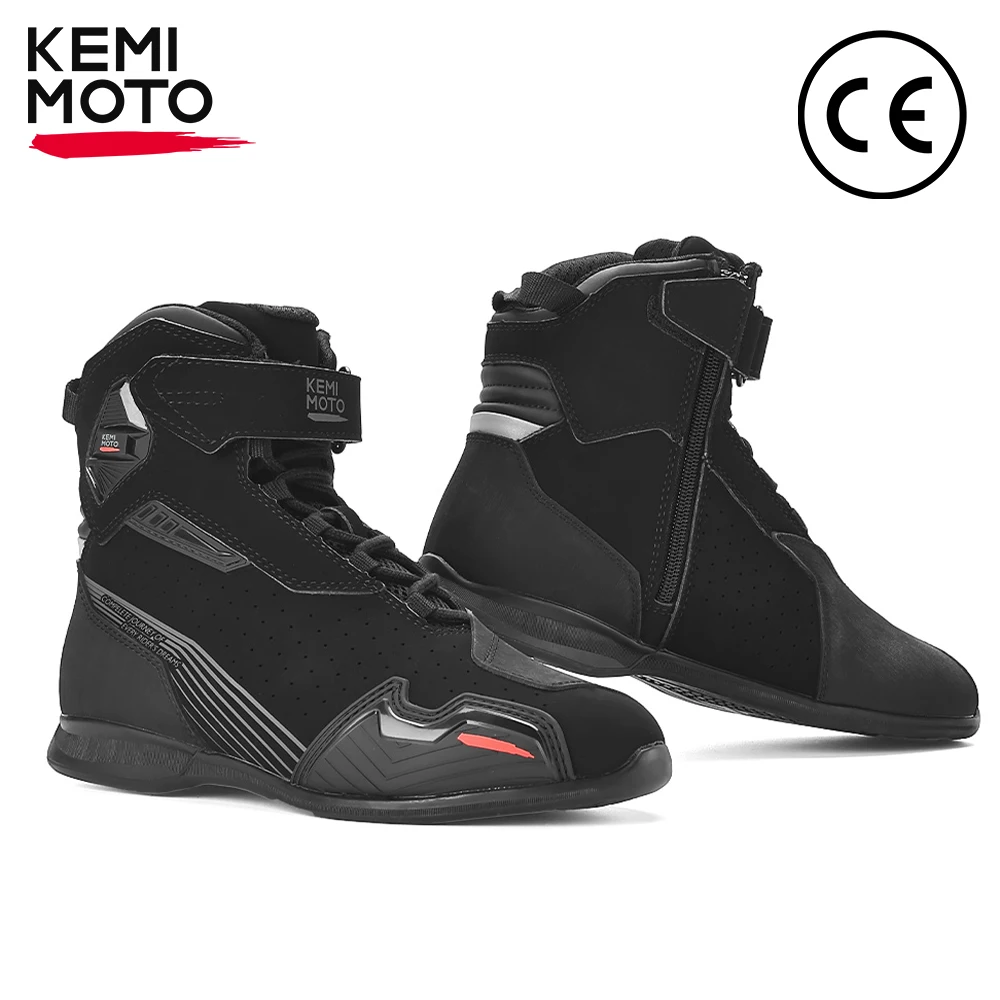 Men‘s Motorcycle Riding Shoes Ankle Boots Microfiber Suede Upper Reinforced Protection Breathable Reflective Commute Street Gear