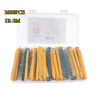 2600pcs 1/4W Metal Film Resistors Assorted Pack Kit 1% 130 Values 1ohm~3M Ohm Resistance Set Assortment 0.25W