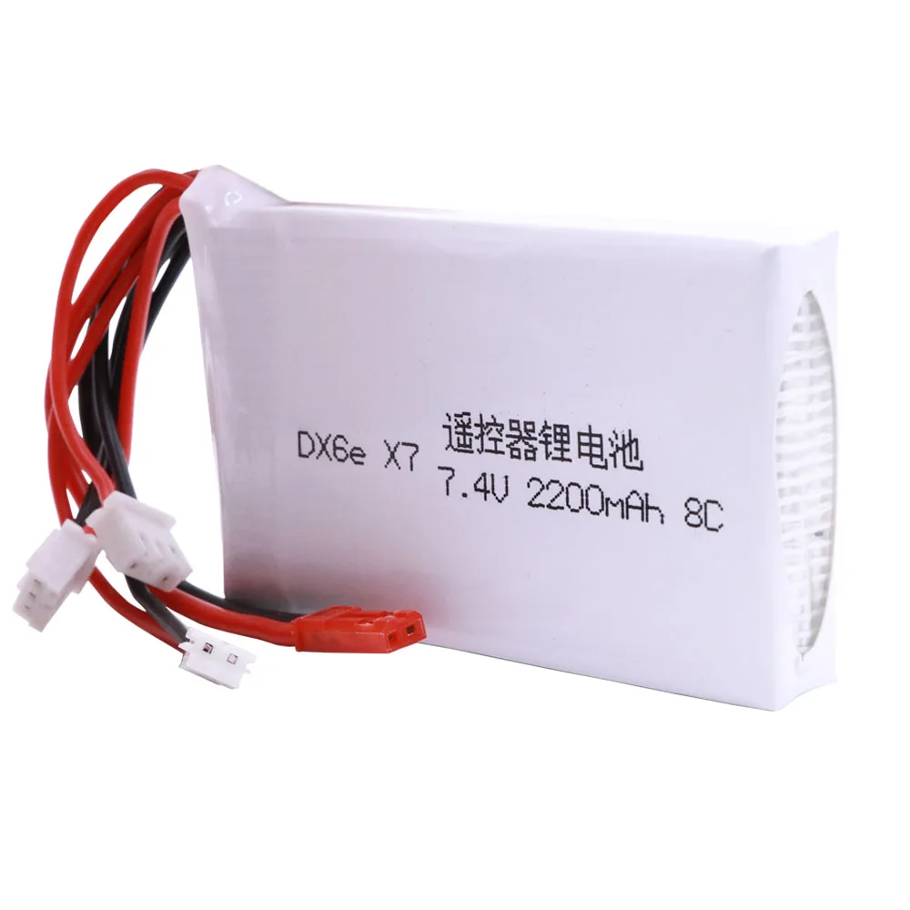 2S 7.4V 2200mah 8C Lipo Battery For Radiolink RC3S RC4GS RC6GS DX6e DX6 For Taranis Q X7 Transmitter 2PCS