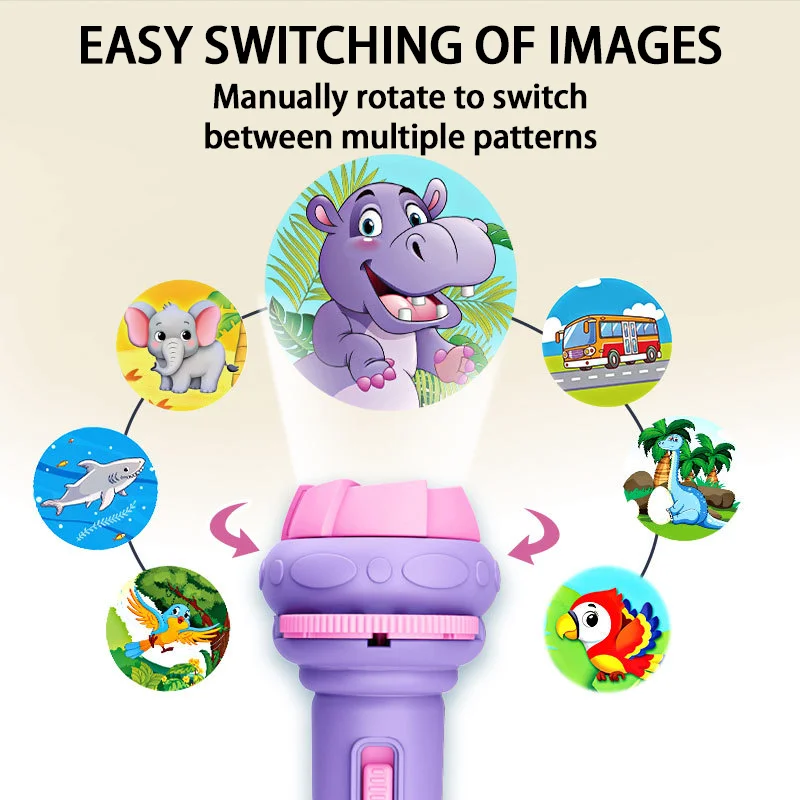 10Pcs Cards Cartoon Projection Flashlight Patterns Creative Children Flashlight Toy Projector Baby Toys Bedtime Story Book Toy image 5