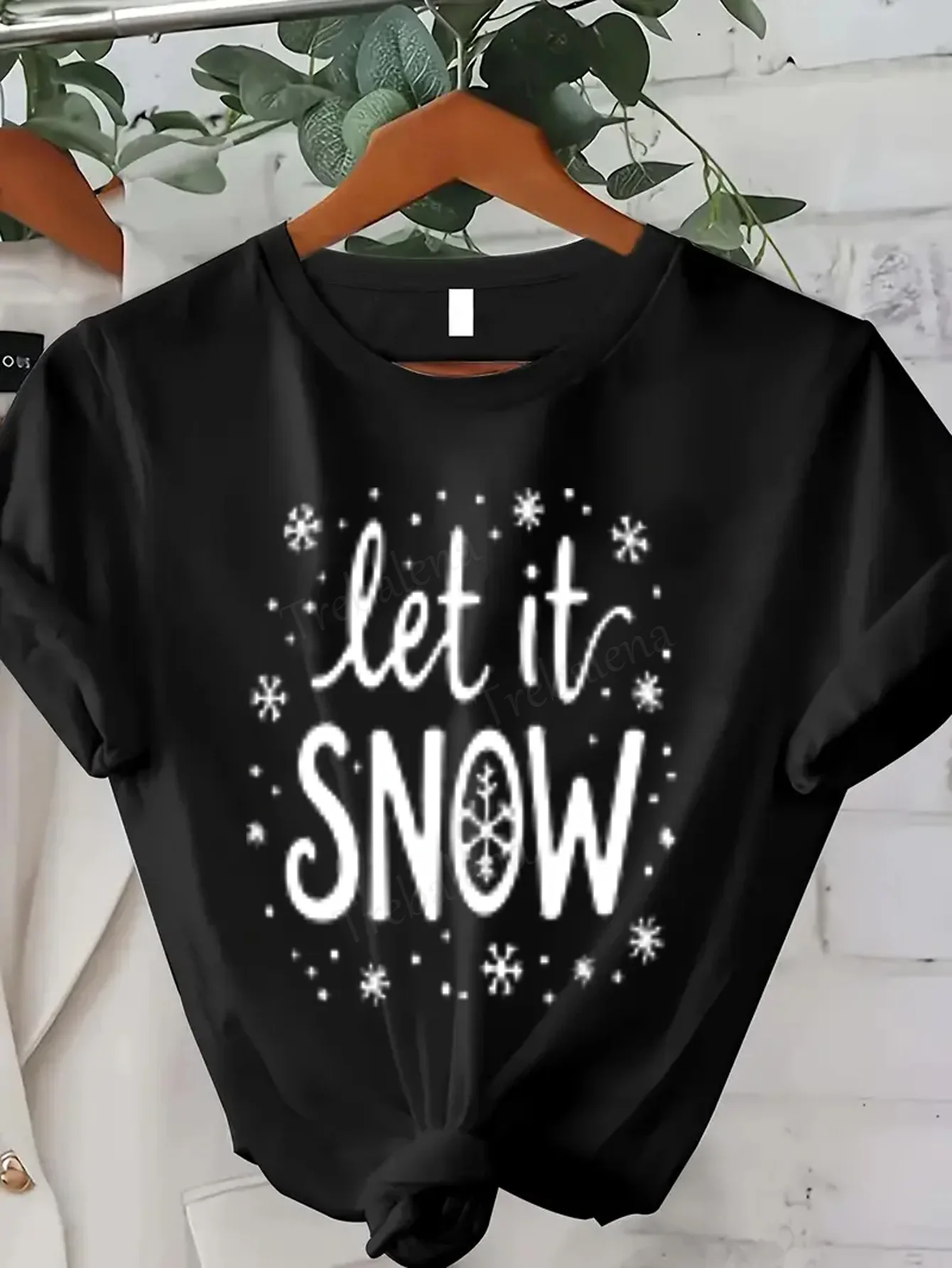 تي شيرت نسائي Let It Snow تي شيرت نسائي كاجوال لعيد الميلاد