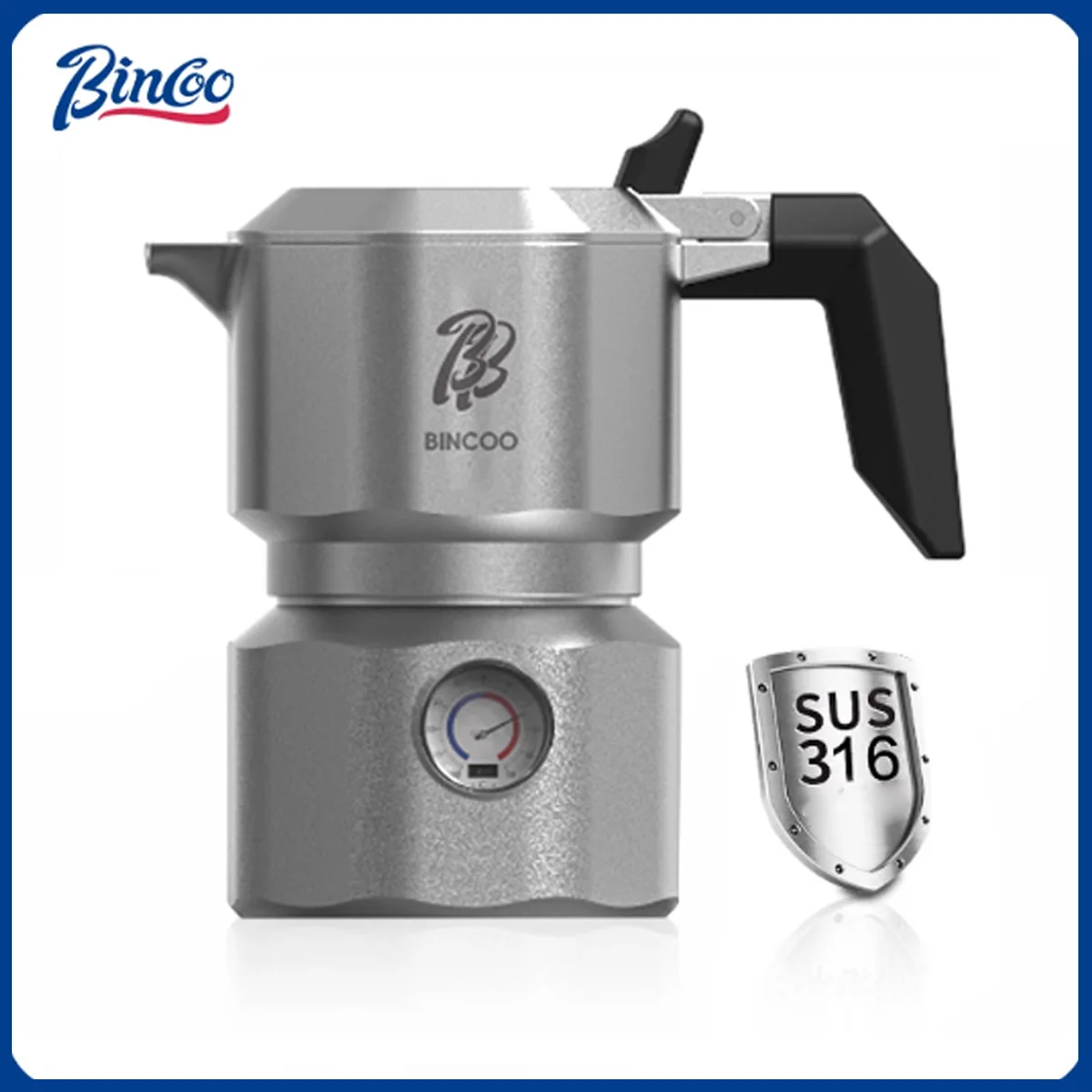 

Bincoo Three Valve Mocha Pot 316 Stainless Steel Electric Ceramic Stove Coffee Maker Heating Base 220V Espresso Extraction Tools