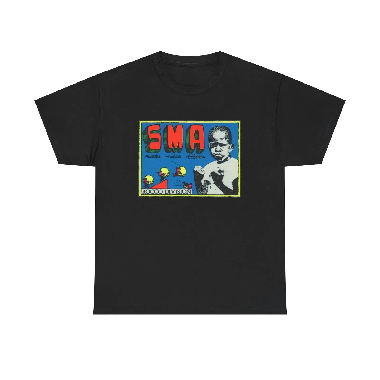 Camiseta de skate vintage azul de la división Rocco de SMA Santa Monica Airlines, diseño vintage lavado, gráfico unisex, suave, ligeramente a la moda