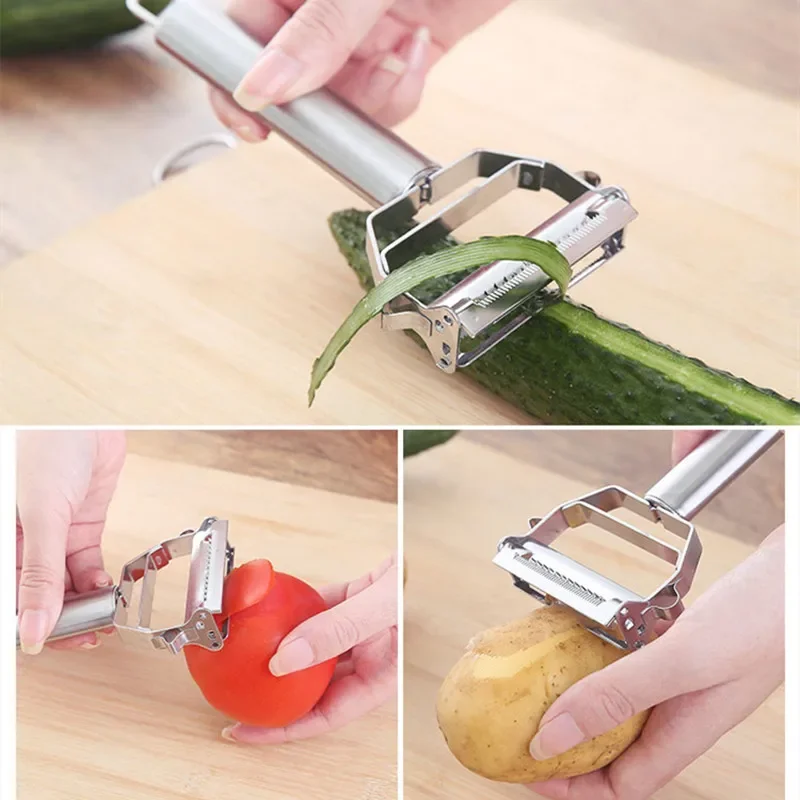 New Stainless Steel Multi-function Peeler Slicer Vegetable Fruit Potato Cucumber Grater Portable Sharp Kitchen Accessories Tool