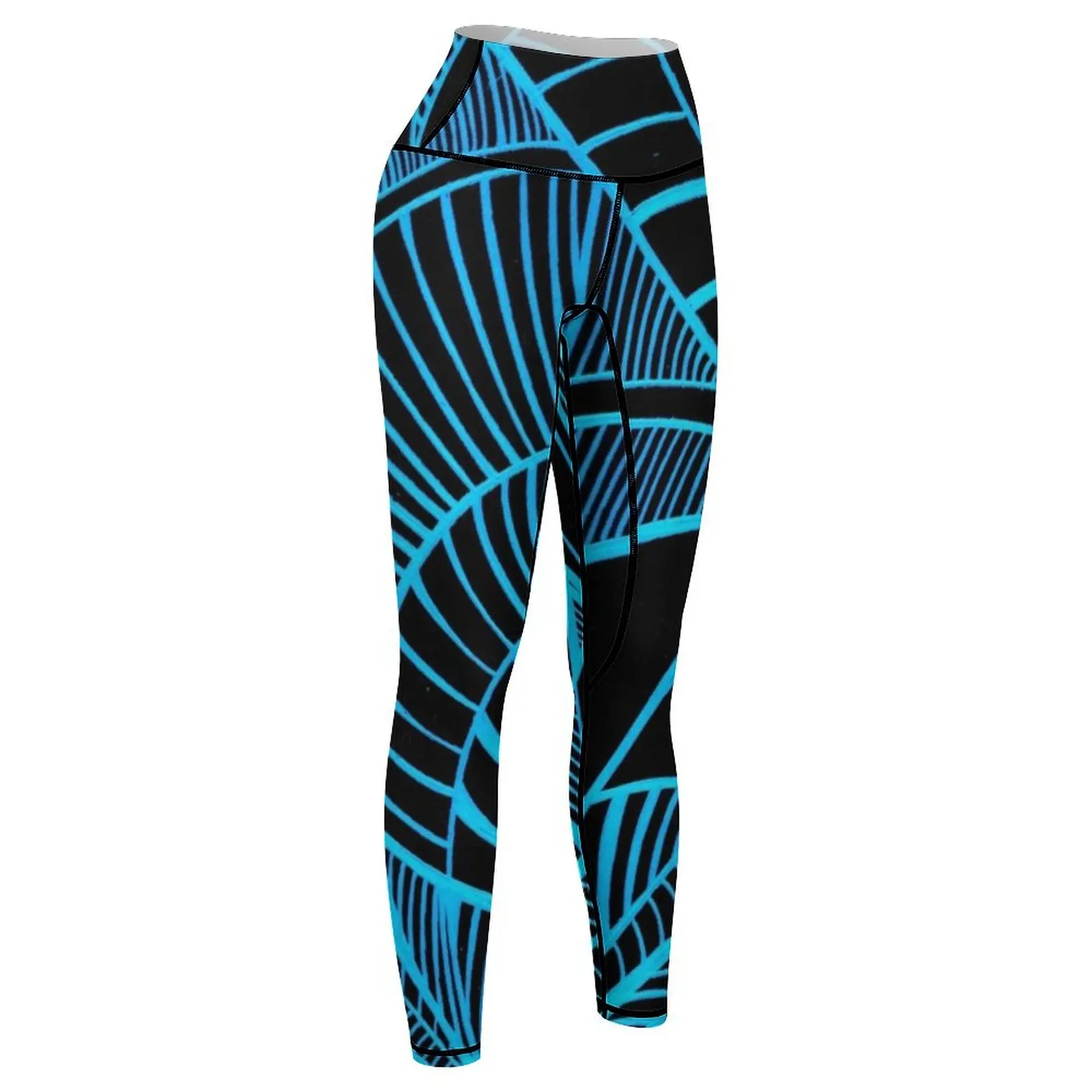 Leggings de esportes abstrativos femininos, legging push-up, ponte azul na cidade, arte-final @ Virga