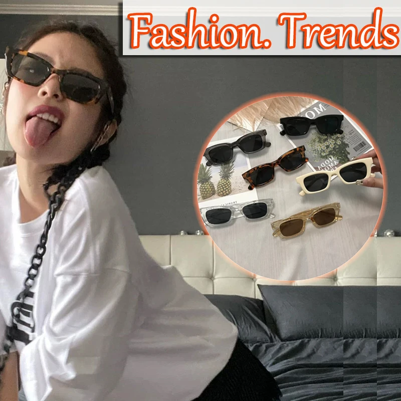 

New Fashion Vintage Square Sunglasses Punk Trend Rectangle Summer Women Shades Female Eyewear Anti-glare Sun Glasses