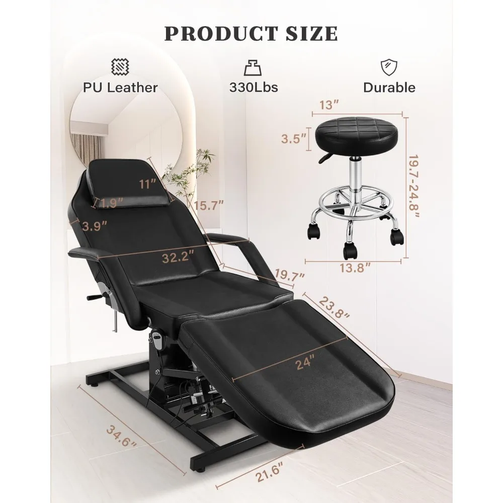 كرسي سرير الوجه الكهربائي بالكامل لخبير التجميل، تعديل كهربائي لجميع الأغراض، طاولة شمع الرموش للتدليك للعملاء #2