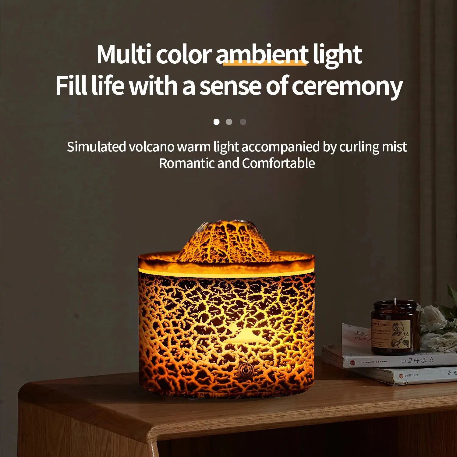 Creative Volcano Aroma Ultrasonic 230ml Cool Mist Aromatherapy Essential Oil Diffuser Auto Shut-Off Air Humidifier with Light