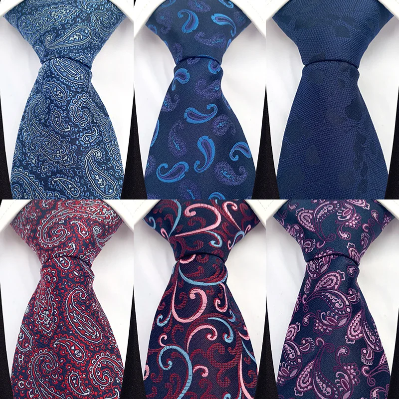 

Men's Ties Paisley Floral 8cm Jacquard Neck Ties For Men Elegant Ties Navy Blue Brown Slim Tie Vintage Necktie For Wedding Party