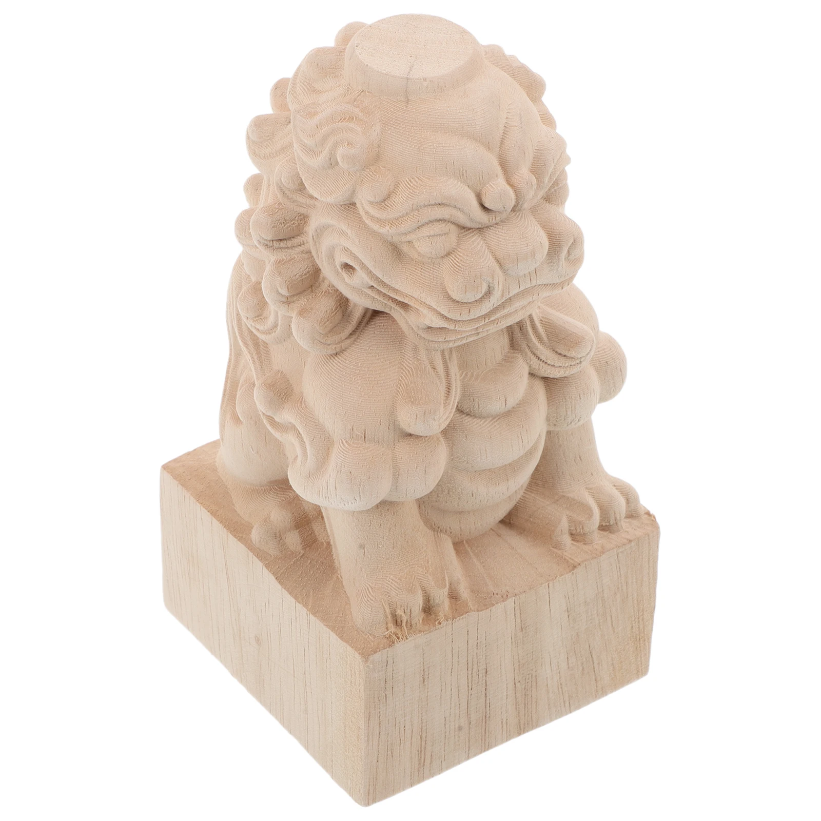 

Wooden BridgeDecoration Vintage Lion Finial Post Tops Unfinished Wood Sculpture Garden Ornaments Landscape Decor Miniature Model