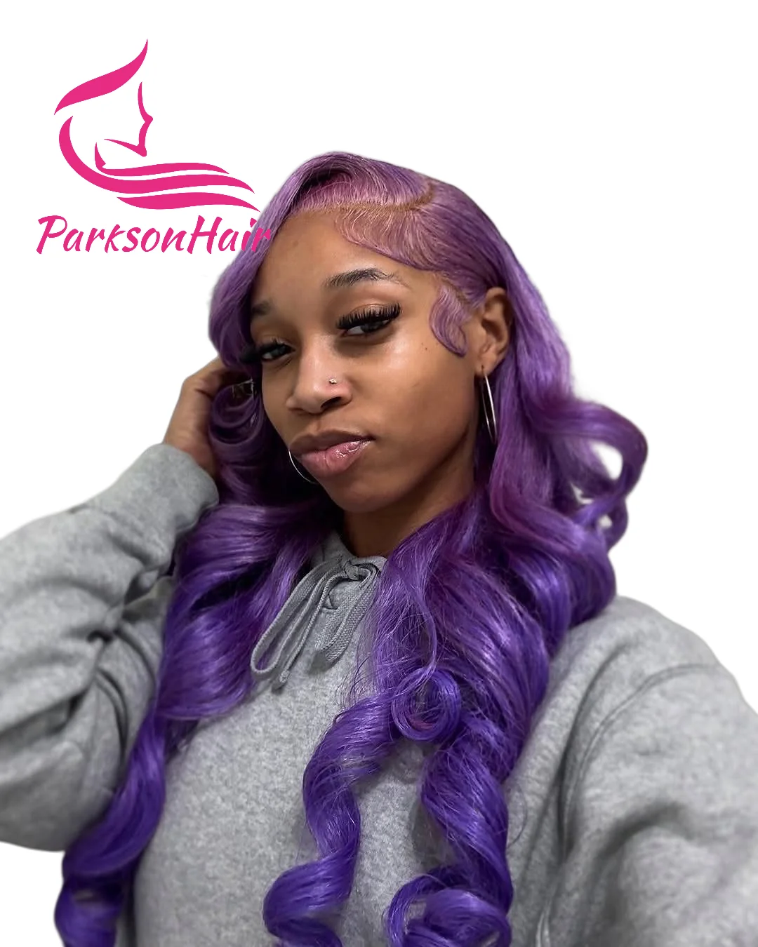 

Purple13x6 Lace Frontal Human Hair Wig Pre-Plucking Body Wave Human Hair Wig Brazilian Raw Colored 613 Lace Front Wig For Women