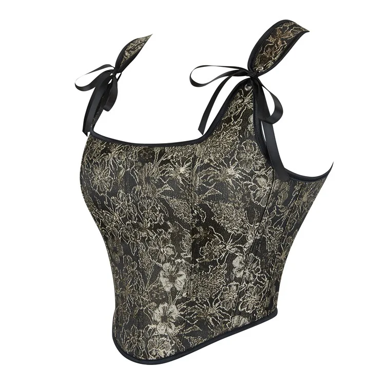 ゴシックレースアップオーバーバストコルセットクロップトップ女性ヴィンテージビスチェベストタンクボディスボディシェイパー胴鎧