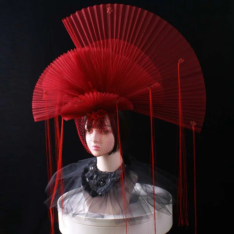 Headwear Chinese Style Exaggerated Fan-Shaped Suitable for Stage Performance Decoration National Creative Large Hair Accessories