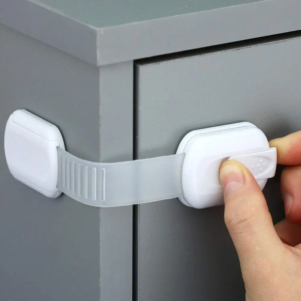 

6Pcs Adjustable Baby Safety Locks Durable Punch-free Sticky Pads Security Lock Double Buckle No Screws Safety Device Cabinets