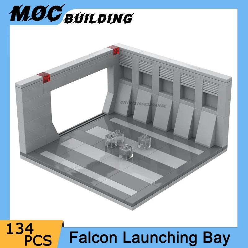 MOC Space Movie Series Starship Launching Bay Collection Display Scene Model Building Blocks Bricks Assemble Creative Toys Gifts