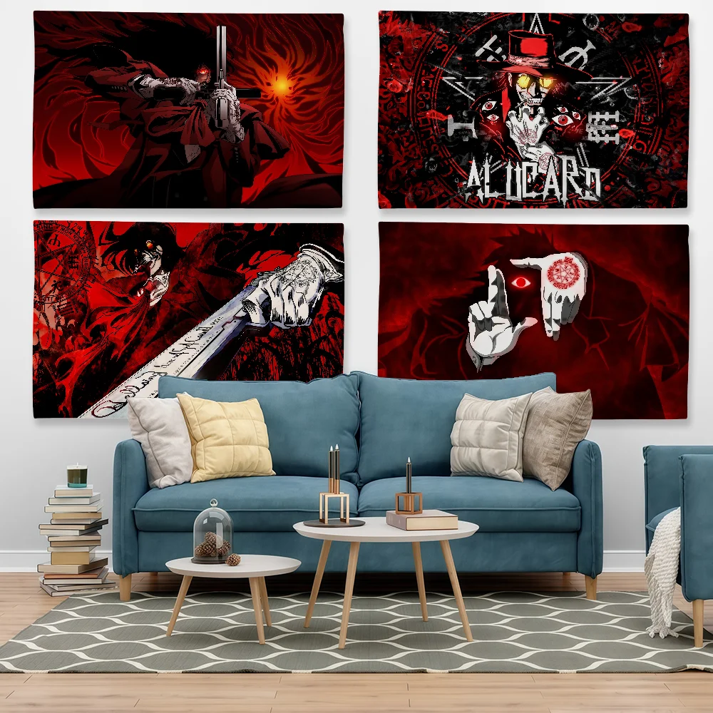 Anime H-Hellsing Flaggen-Wandteppich für Outdoor-Partys, Schlafzimmer, Wohnzimmer, Schlafsaal, dekoratives Wandbehang-Banner, Geschenk