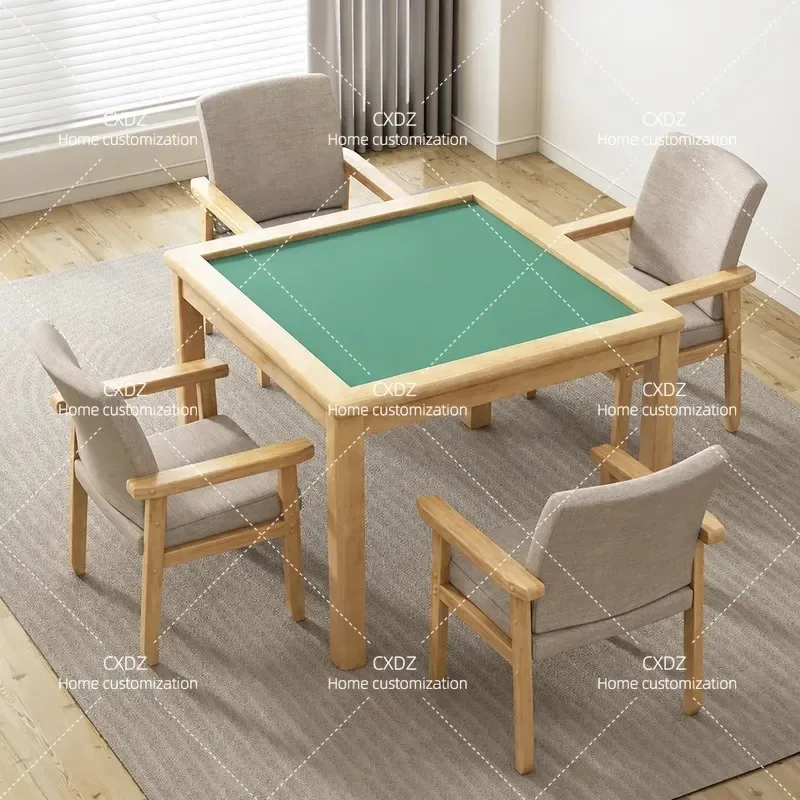 Solid Wood Egg  Household Mahjong Activity Room Chess Poker and Chair Combination Square Wooden Table