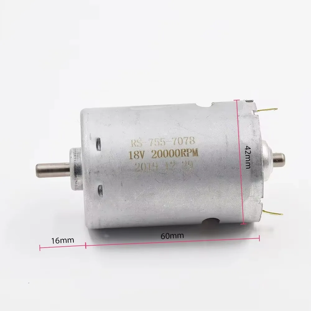 Micro RS-755 Motor DC 18V 20000RPM High Speed Dual Ball Bearing Mini Engine 5mm Shaft DIY Car Model Electric Power Tool Drills