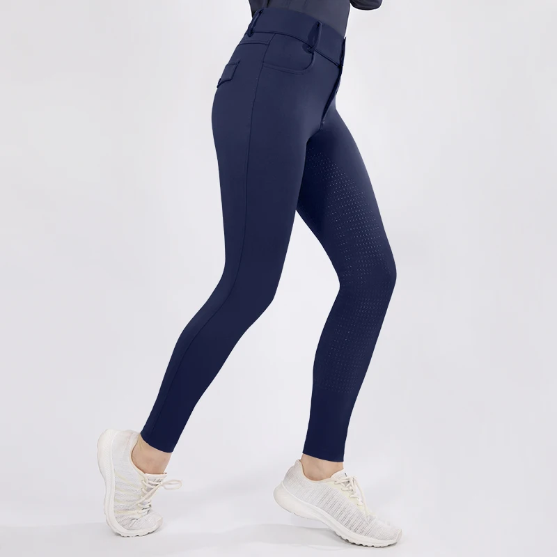 Primavera outono espessamento calças equestres botão calças de equitação mulher esporte cavalo volta equitação leggings collants