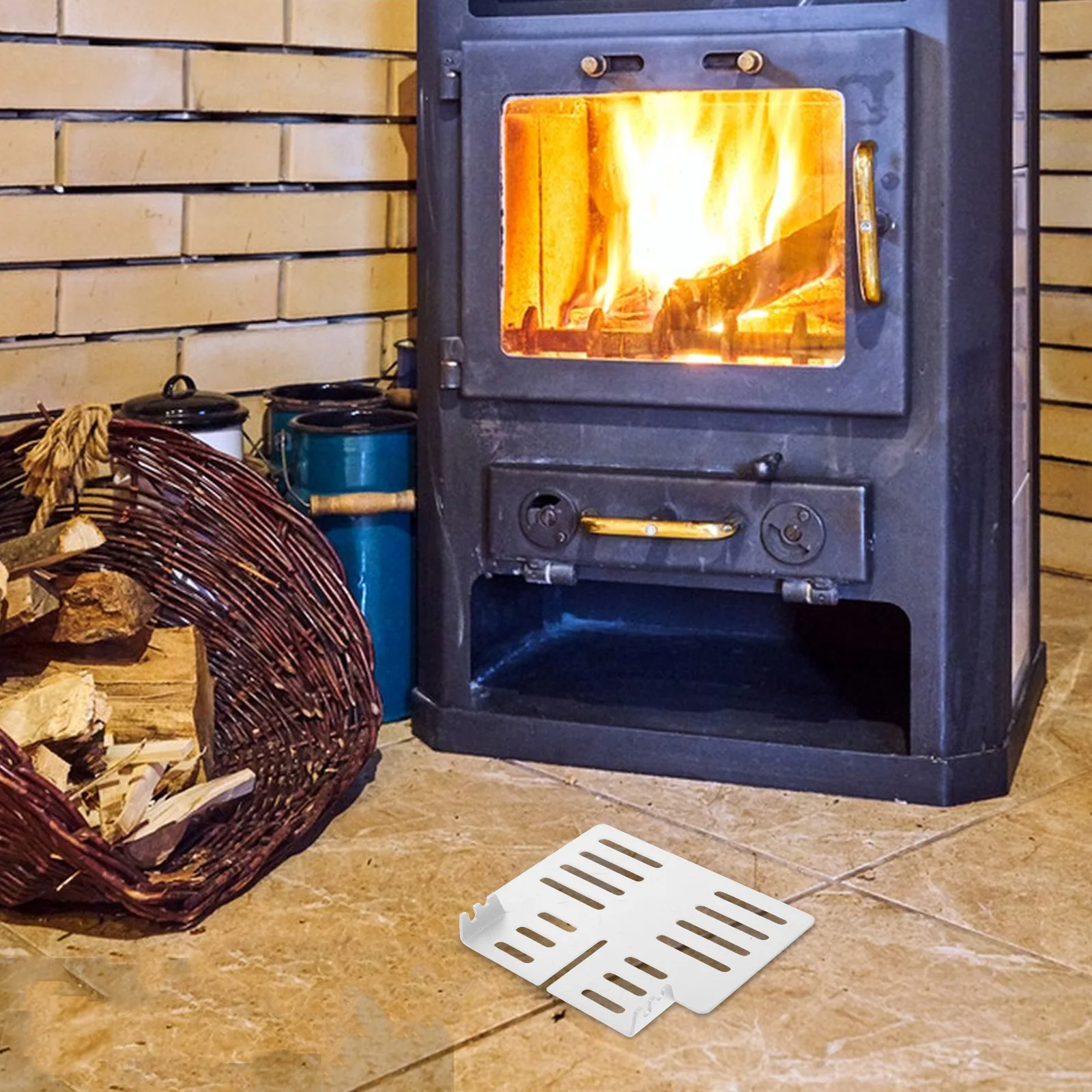 1 Juego de soporte de montaje para ventilador de hogar de acero inoxidable, soporte ajustable para ventilador de estufa, accesorios para estufa de leña alimentados por calor, calentador