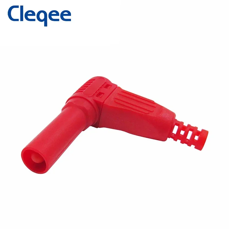 Cleqee P3014 10pcs Right Angle 4mm Shrouded Banana Plug Safety Type High Quality Self-assembly DIY Connectors 90 Degree Adapter