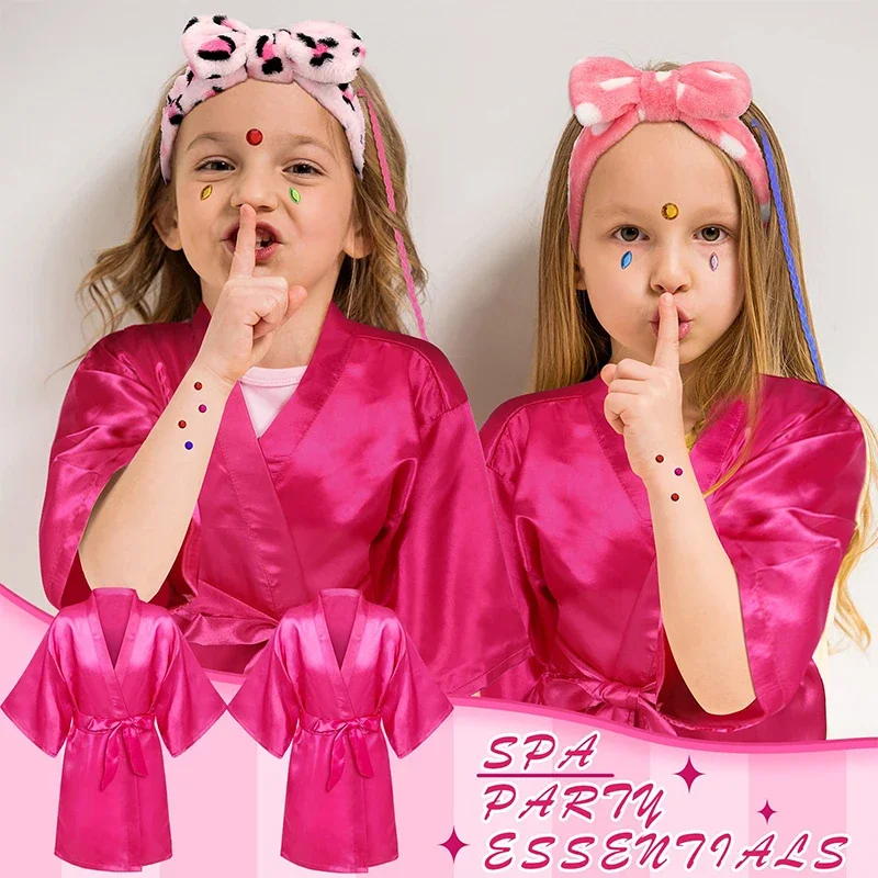 6-18Pcs Spa Party Robes for Girls Kids Birthday Kimono Satin Robe Slumber Party Sleepover Pajamas Party Gowns Pink Party Favors