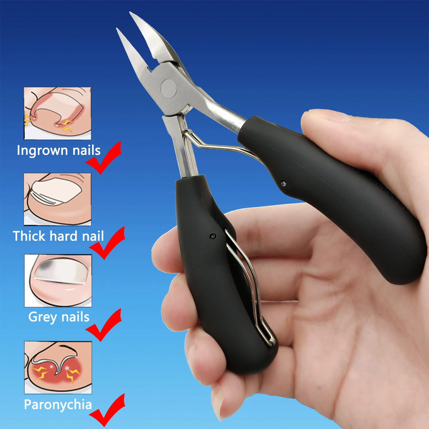 

Toenail Clippers for Thick Nails (3Pcs)-Podiatrist Trimmers for Seniors, Elderly, Adults - Fingernail Clipper Care Set for Hands