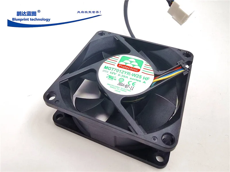 Yonglin MGT7012YR-W25 7025 DC 12v0.39a Temperature Control PWM Max Airflow Rate 7cm Cooling Fan 70*70*25MM