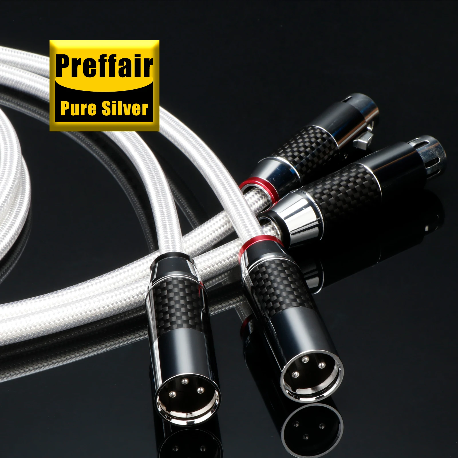 Rca Cable HiFi 5N Pure Silver Rca Male to Male Cable 18AWG Solid PSS Pure Silver Core Rca Audio Cable Carbon Fiber Plug preffair