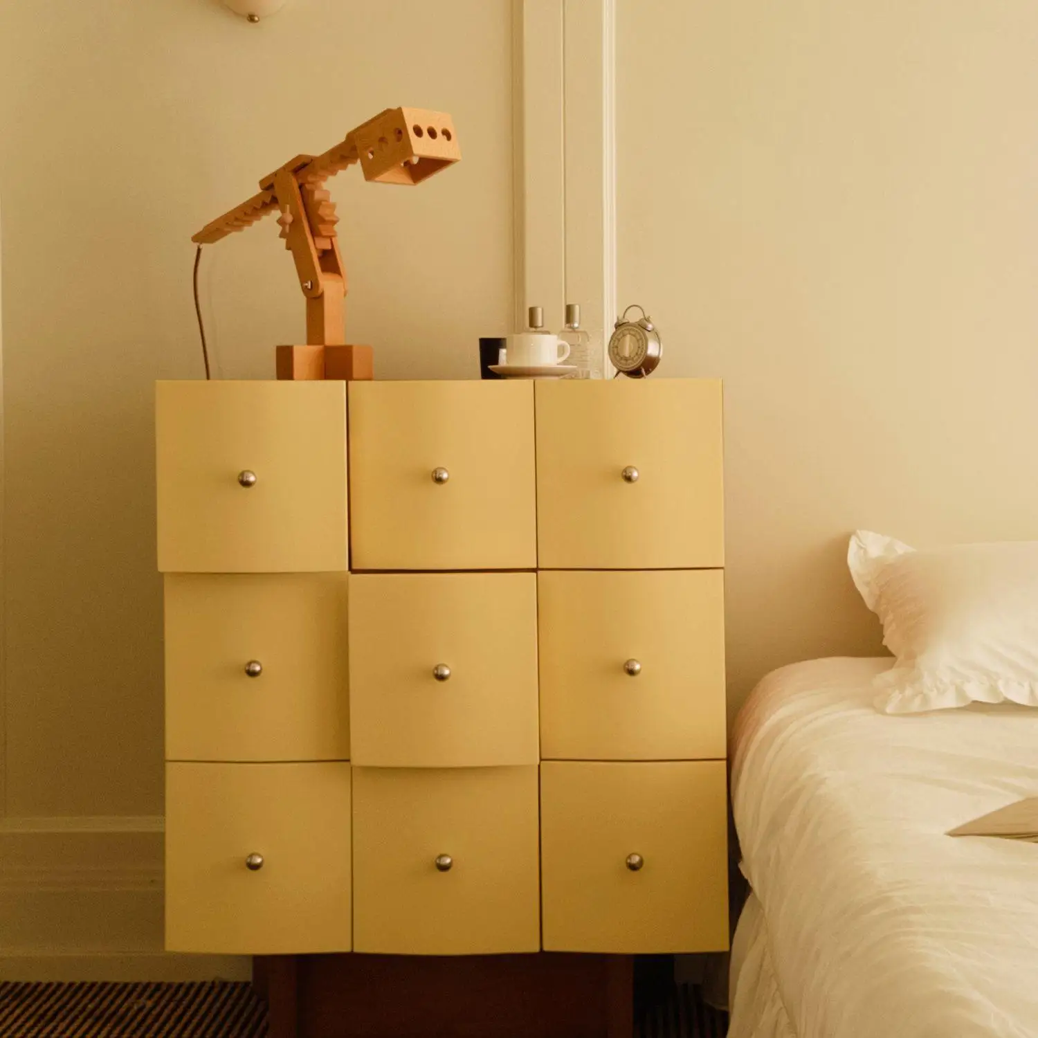 Yellow wave cabinet, nine chest cabinet, medieval cream style new pastoral