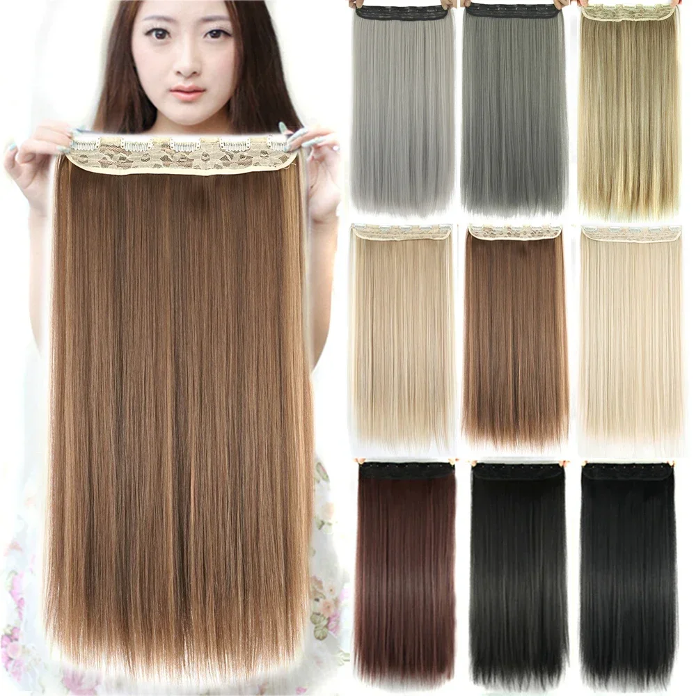 

28 Inches Straight Long Clip In Hair Extension Hairpins False Hair on Barrettes Strands