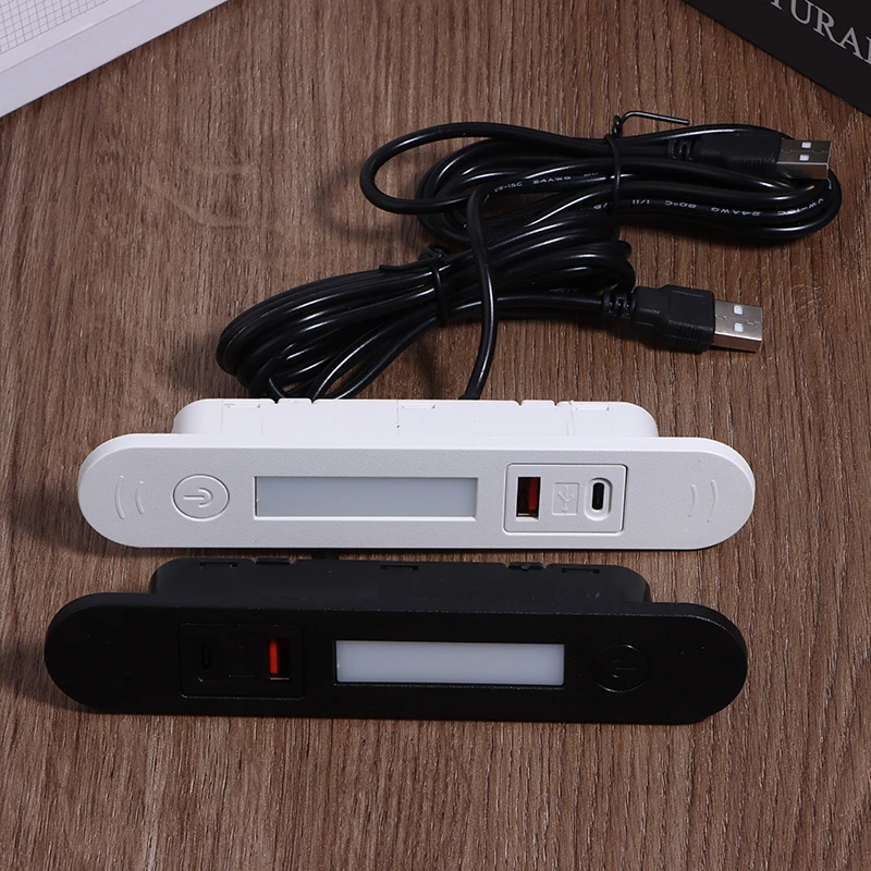 Multi-function Embedded Night Light Socket Hidden USB And Type-C Charging Socket With Led Light For Bedside Table Sofa Furniture