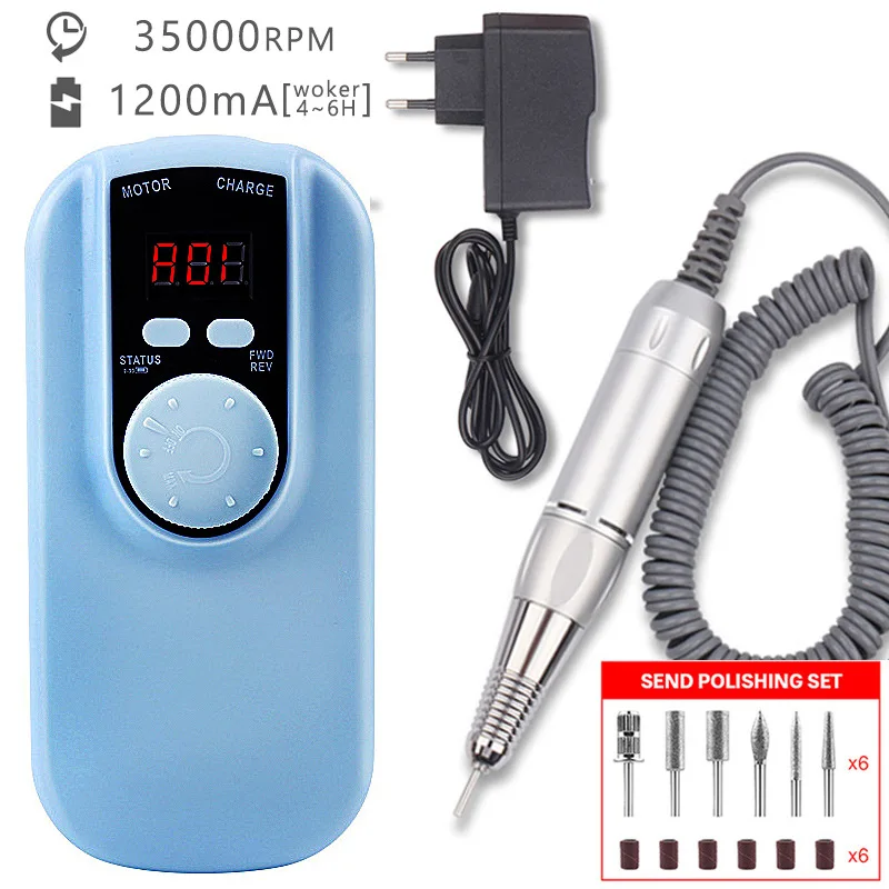 Sg701 Power Storage Portable Nail Polishing Machine 35000Rpm Adjustable Speed Positive_Reverse Exchange Polishing Handle