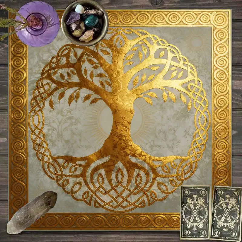 VIKAMA Zodiac Star Chart Tablecloth Blue Celestial Map Altar Mat for Astrology Tarot