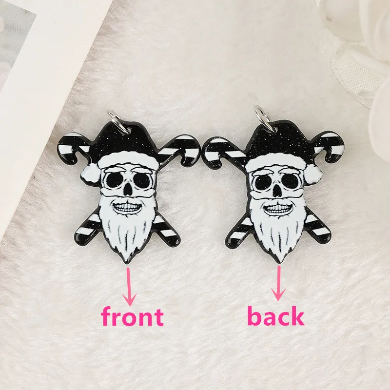 1Pair Christmas Woman Dangle Earrings Acrylic Black White Tree Santa Claus Drop Earrings For Girl Birthday Gift