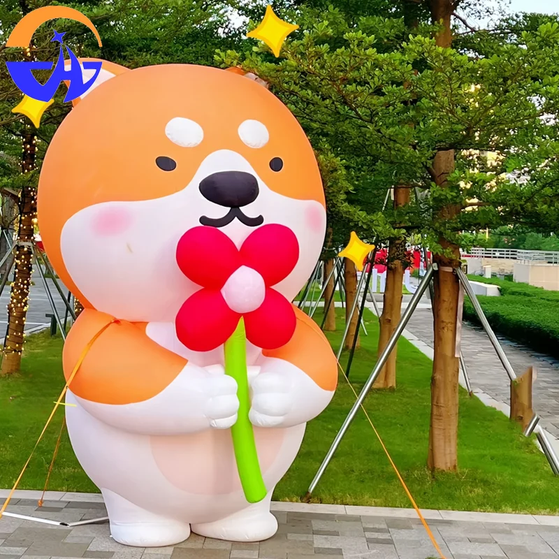 Modello gonfiabile dell'aria del Corgi del cucciolo del fumetto, oggetti di scena della decorazione del centro commerciale all'aperto degli animali Shiba Inu