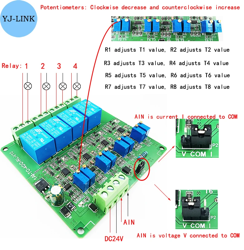 Analog Signal Input Trigger, Relé Switch Output, 1 Channel, 4 Channel, 20mA, atual 0-10V, Voltage Control Module