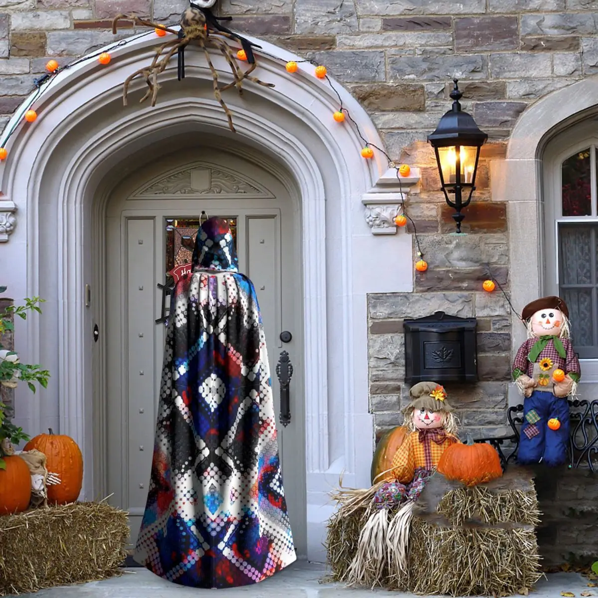 후이초르 멕시코 전통 롱 후드 망토 마녀 중세 의상 코스프레 케이프 할로윈 코트 성인 유니섹스