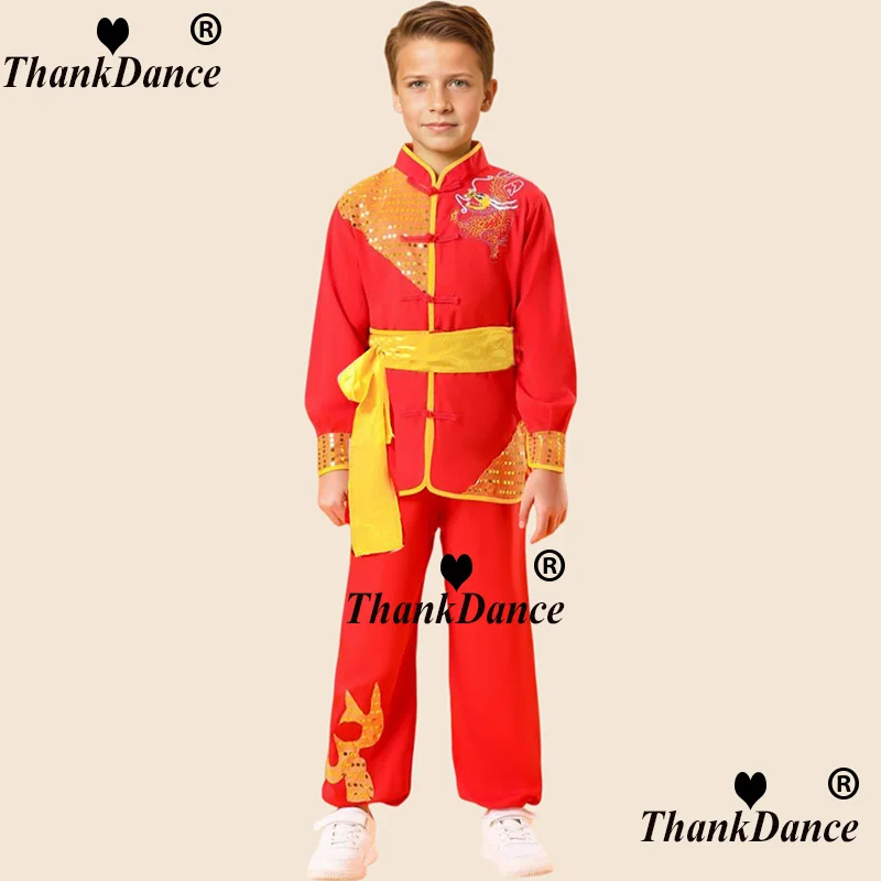 Criança chinês tradicional kungfu uniforme para meninos meninas wushu traje conjunto tai chi folk desempenho palco outfit