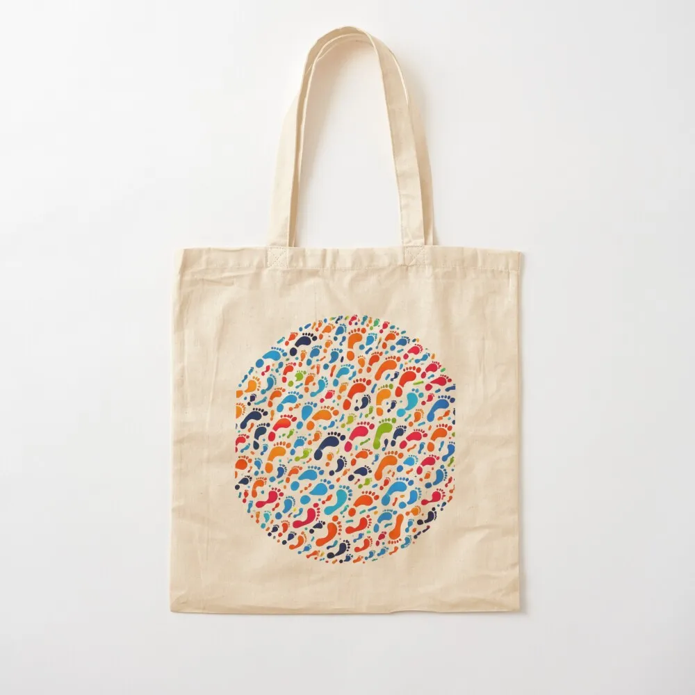 

Colorful foot prints Tote Bag Canvas stote bag Fabric bag Eco