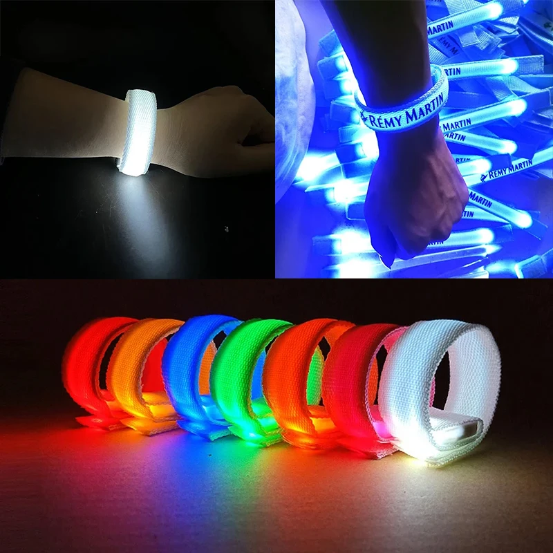 

20/50/100PCS LED Luminous Bracelet Concert Bar Glow Bracelet Velcro LED Night Running Outdoor Sports Wrist Strap Party Supplies