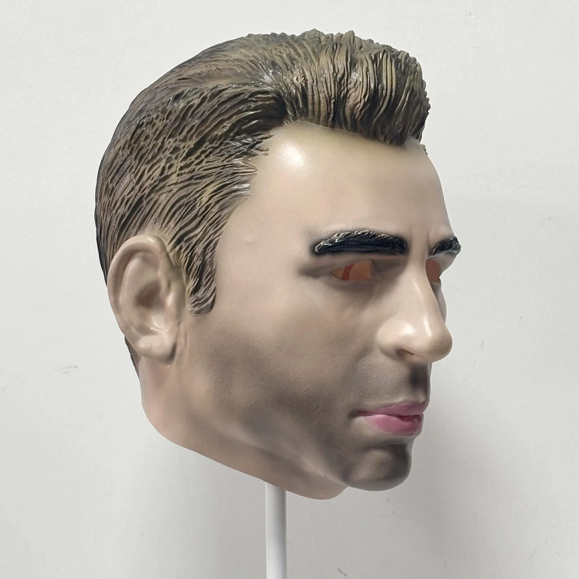 Realistische männliche Latex-Vollkopfmaske, menschliches Gesicht, Kopfbedeckung für Halloween, Maskerade, Cosplay, Party, Kostüm-Requisiten für Erwachsene – Detail 4