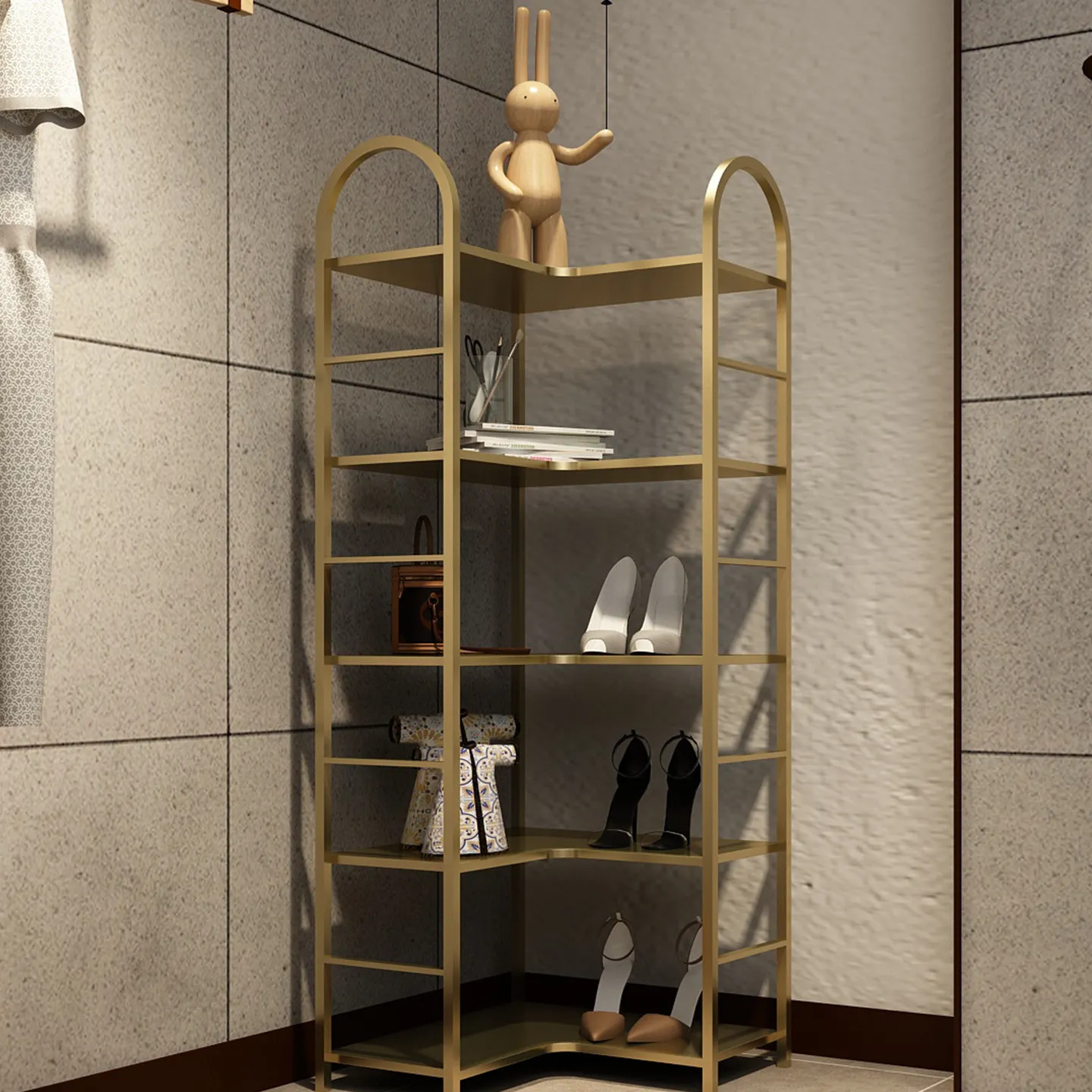 Shoe store display rack Simple style Clothing store Multi-layer shelf Exhibition hall Product display shelf Bag display cabinet