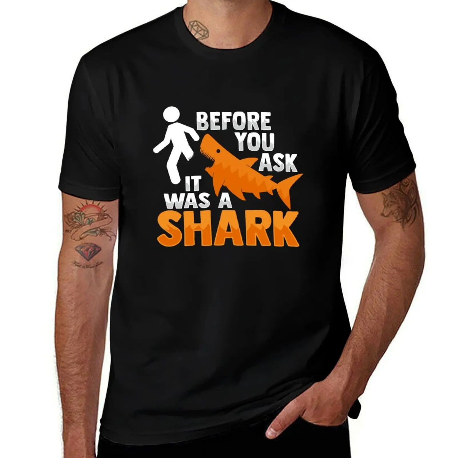 

Amputee Joke Leg Prosthetic Shark Design for a Leg T-Shirt new edition sweat clothing for men