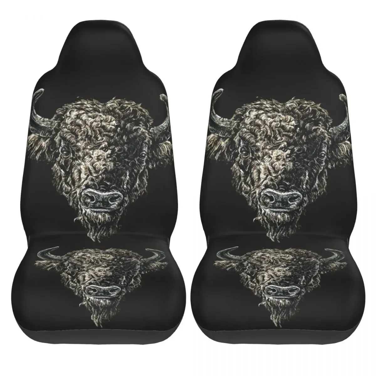 Bison Head 6000px Bison Head 6000px Car Seat Cover Custom Printing Universal Front Protector Accessories Cushion Set